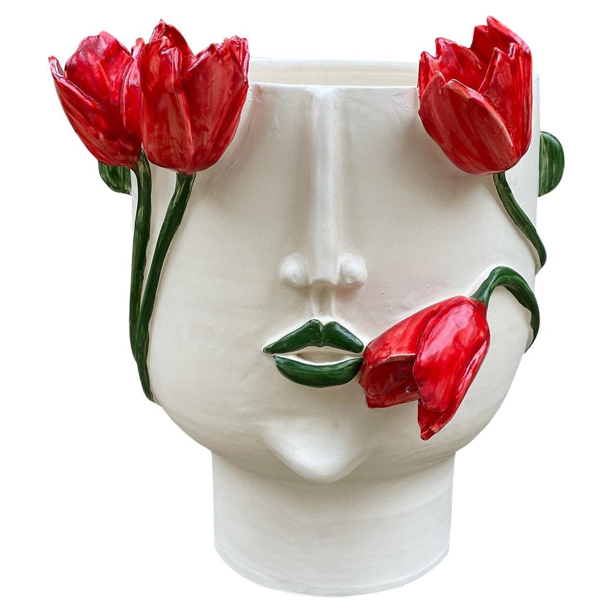 La Conturbante Anthropomorphic White Vase For Sale
