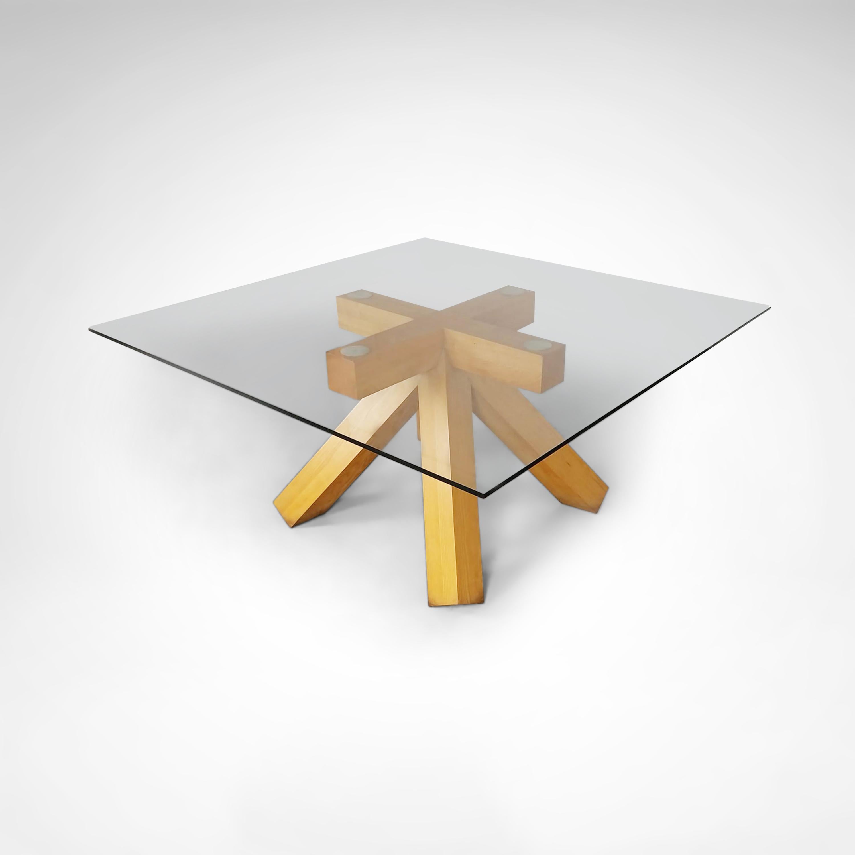 La Corte Walnut and Glass Dining Table by Mario Bellini for Cassina 1970s In Good Condition In Sas van Gent, NL