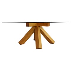 La Corte Walnut and Glass Dining Table by Mario Bellini for Cassina 1970s