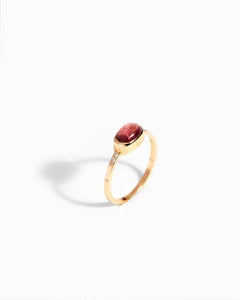 La Crépuscule Wedding Ring in 18k Gold with Red Tourmaline by Moncomble Paris