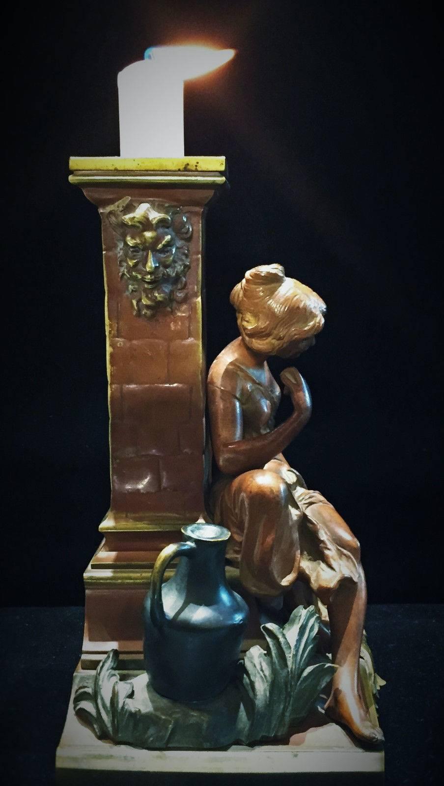 La Cruche Casee, Antique French Bronze Sculptural Desk Candleholder, circa 1875 For Sale 1