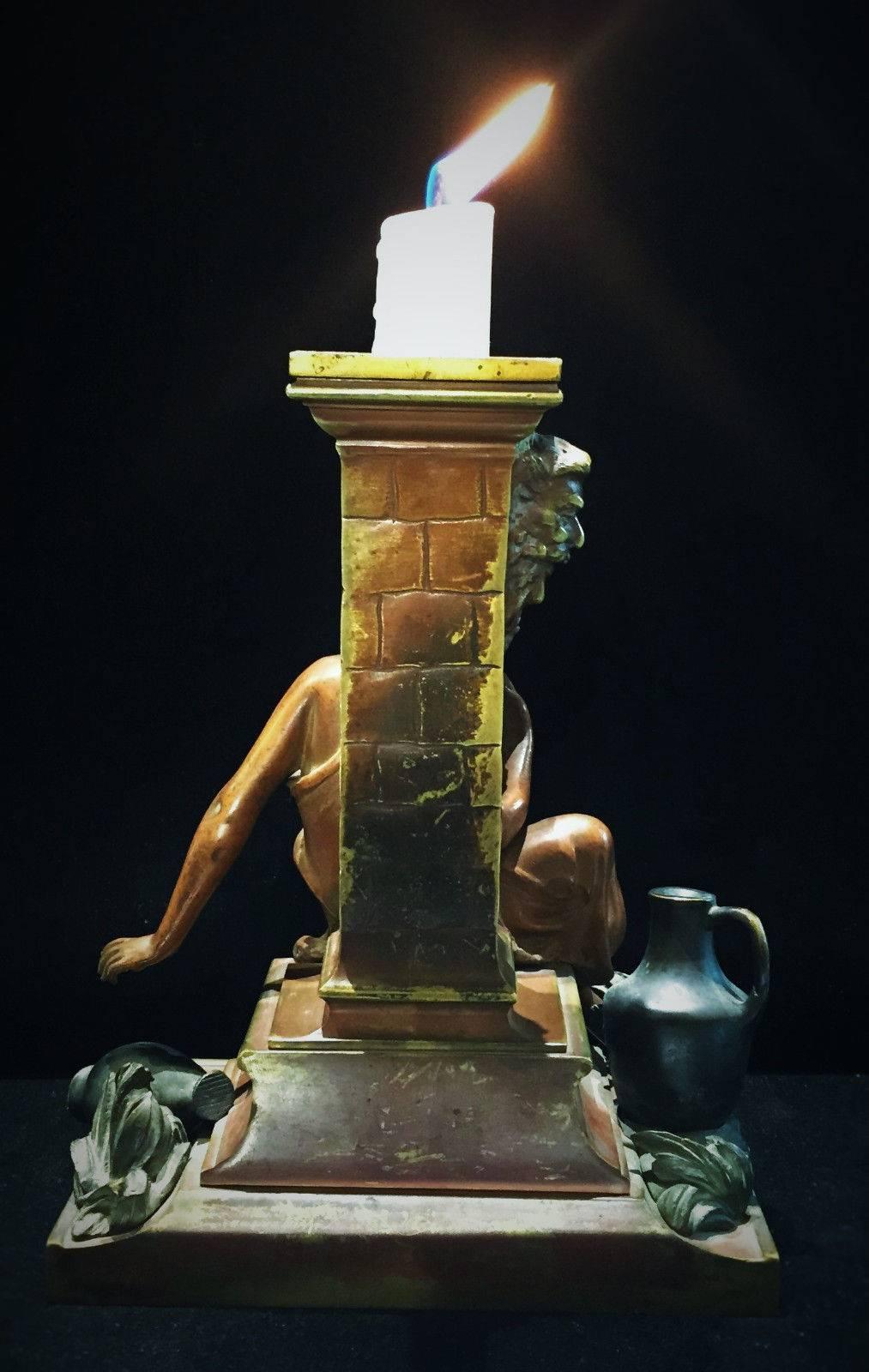 La Cruche Casee, Antique French Bronze Sculptural Desk Candleholder, circa 1875 For Sale 3