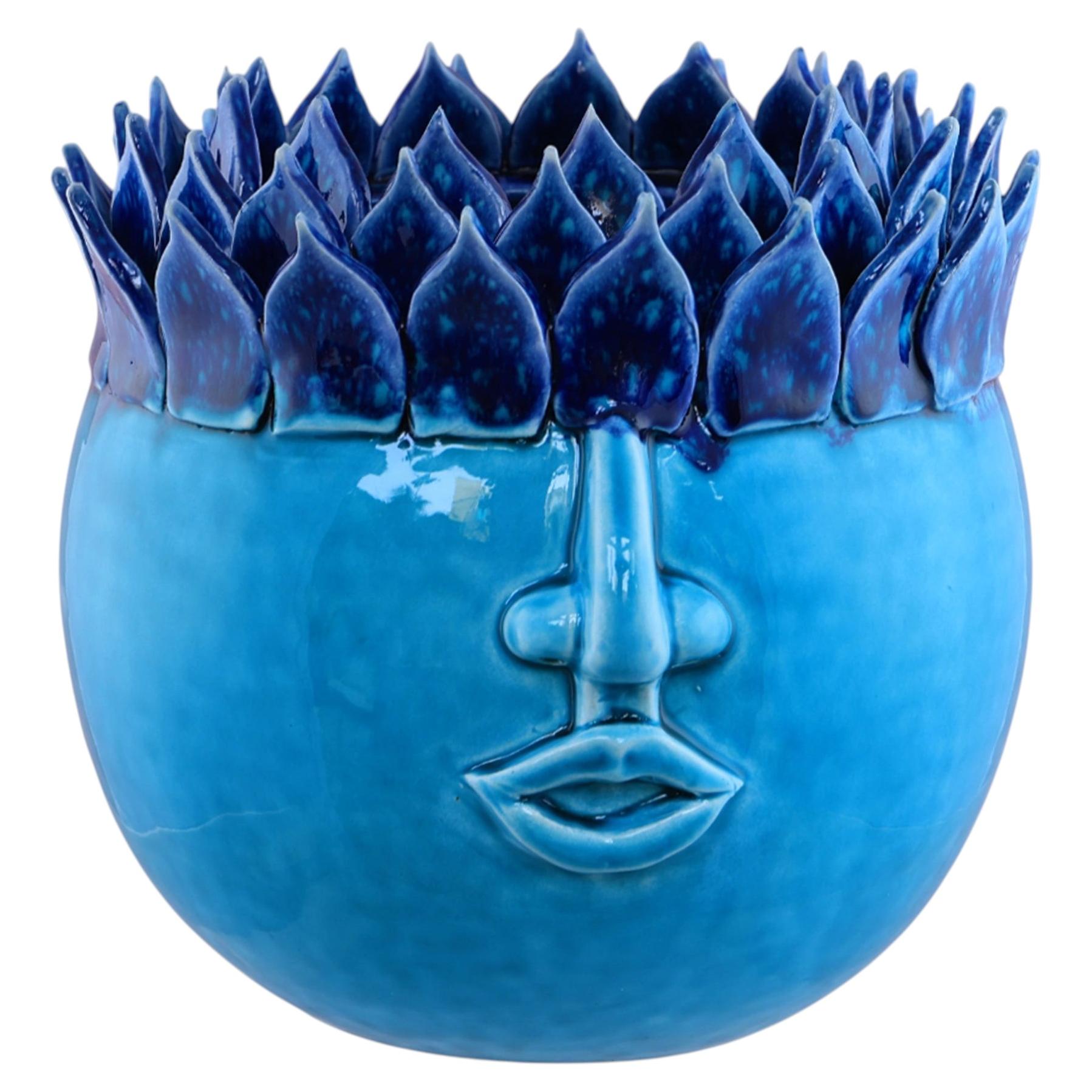 Vaso grande La Cynaria Parlante Turchese e Blu in vendita