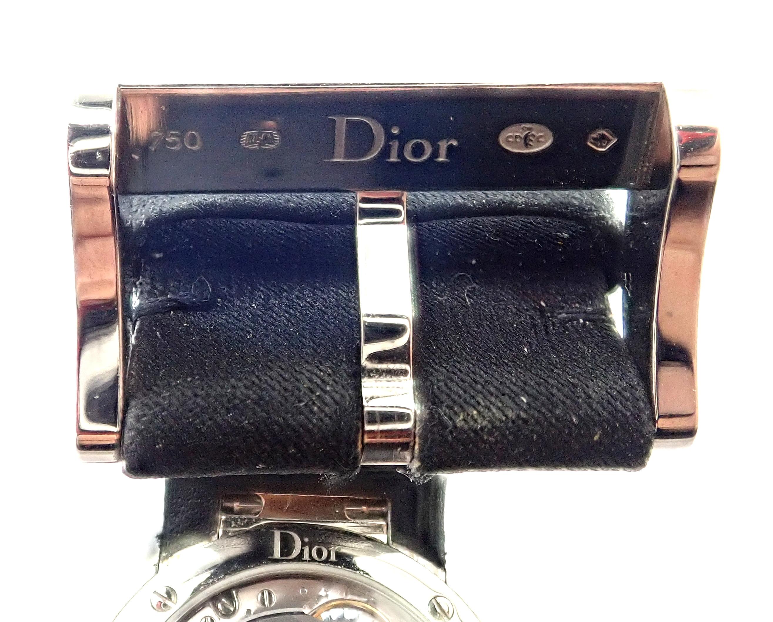 La D De Dior Opal Diamond Automatic Limited Edition White Gold Watch In Excellent Condition In Holland, PA