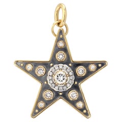 La Dame Du Lac Breloque étoile en saphir et diamant en or jaune 18k par Elie Top