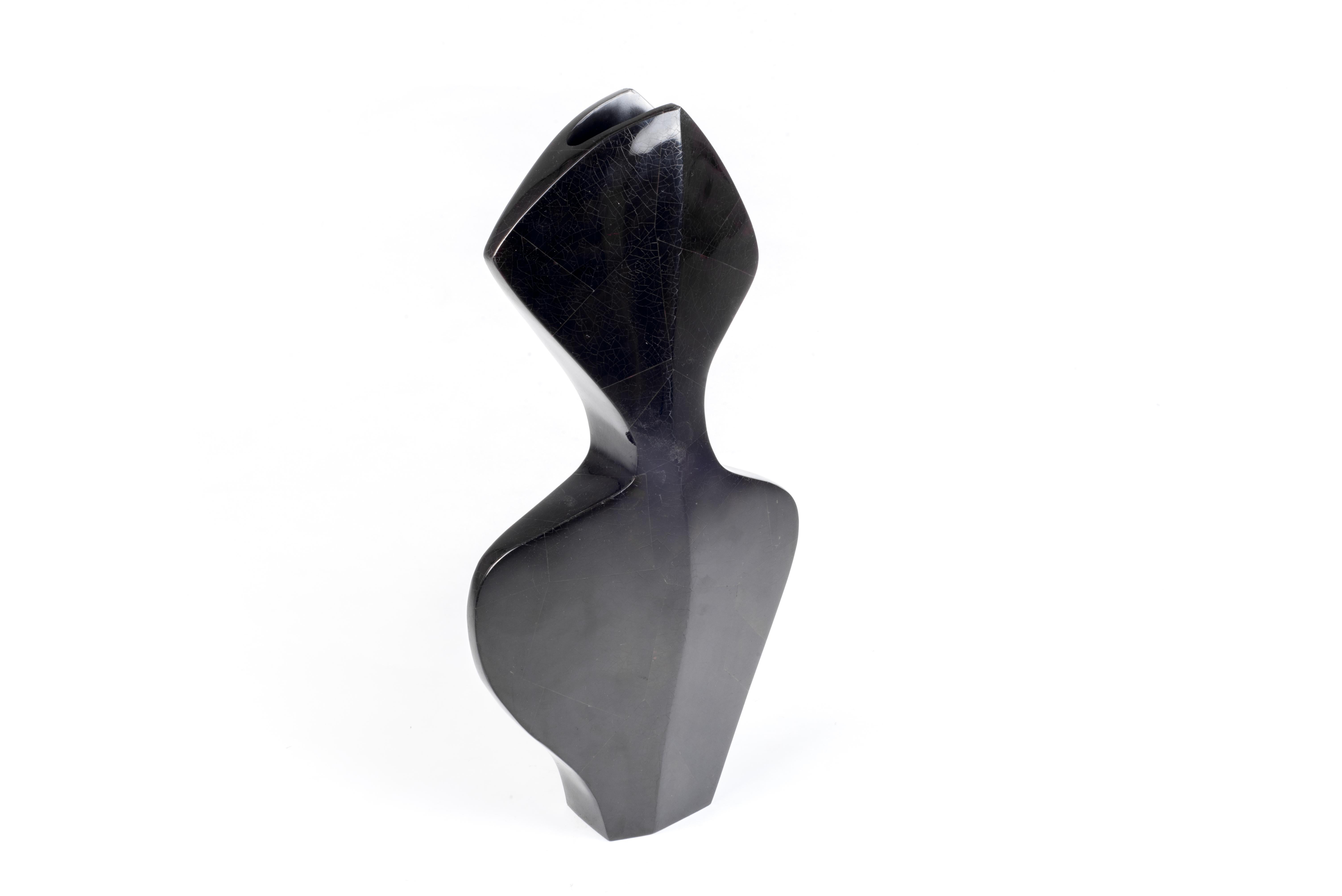 French La Dame & La Femme Vases in Shagreen, Black Pen Shell by R&Y Augousti For Sale