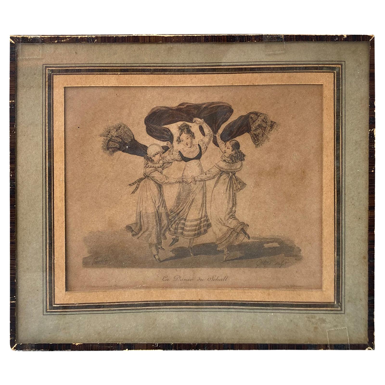 "La Danse du Chall" Engraving After Original Print of c.1822 by Georges Gatine For Sale