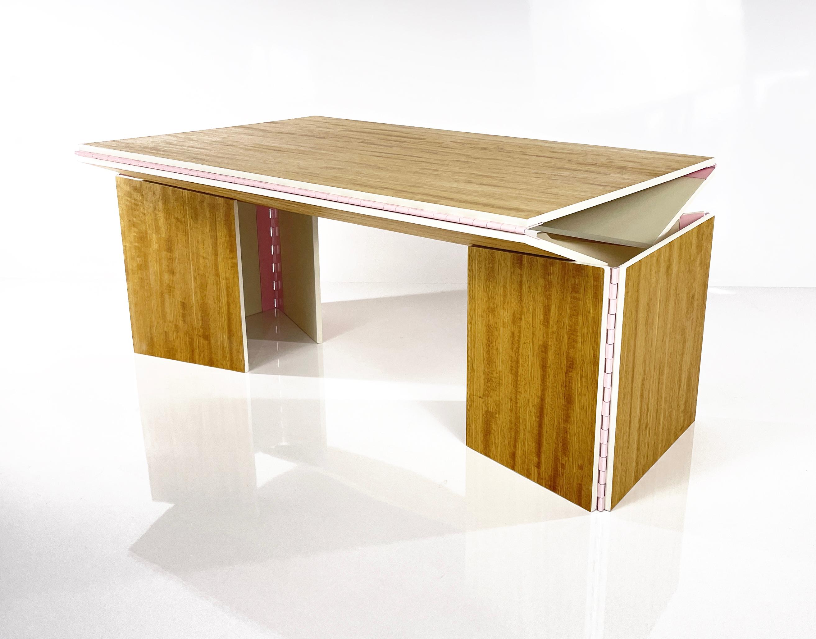 Minimalist La Desk Parisienne with Exaggerated Bubblegum Hinges by William Earle