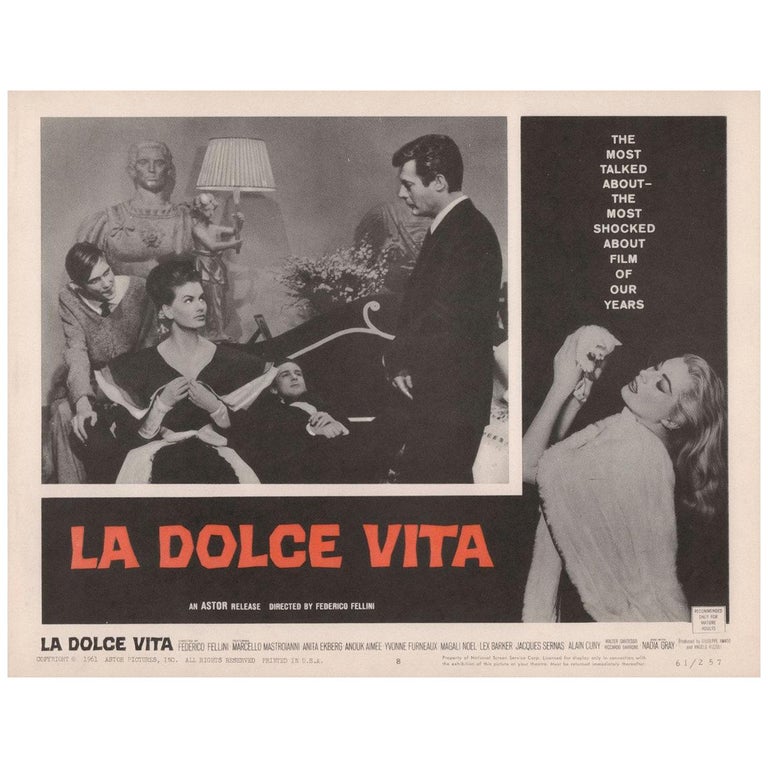La Dolce Vita 1961 U.S. Scene Card For Sale at 1stDibs