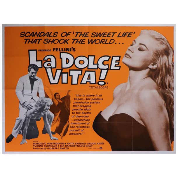 La Dolce Vita '1970s' Poster For Sale at 1stDibs | la dolce vita poster