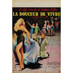 La Dolce Vita French Film Movie Poster, Yves Thos, 1960