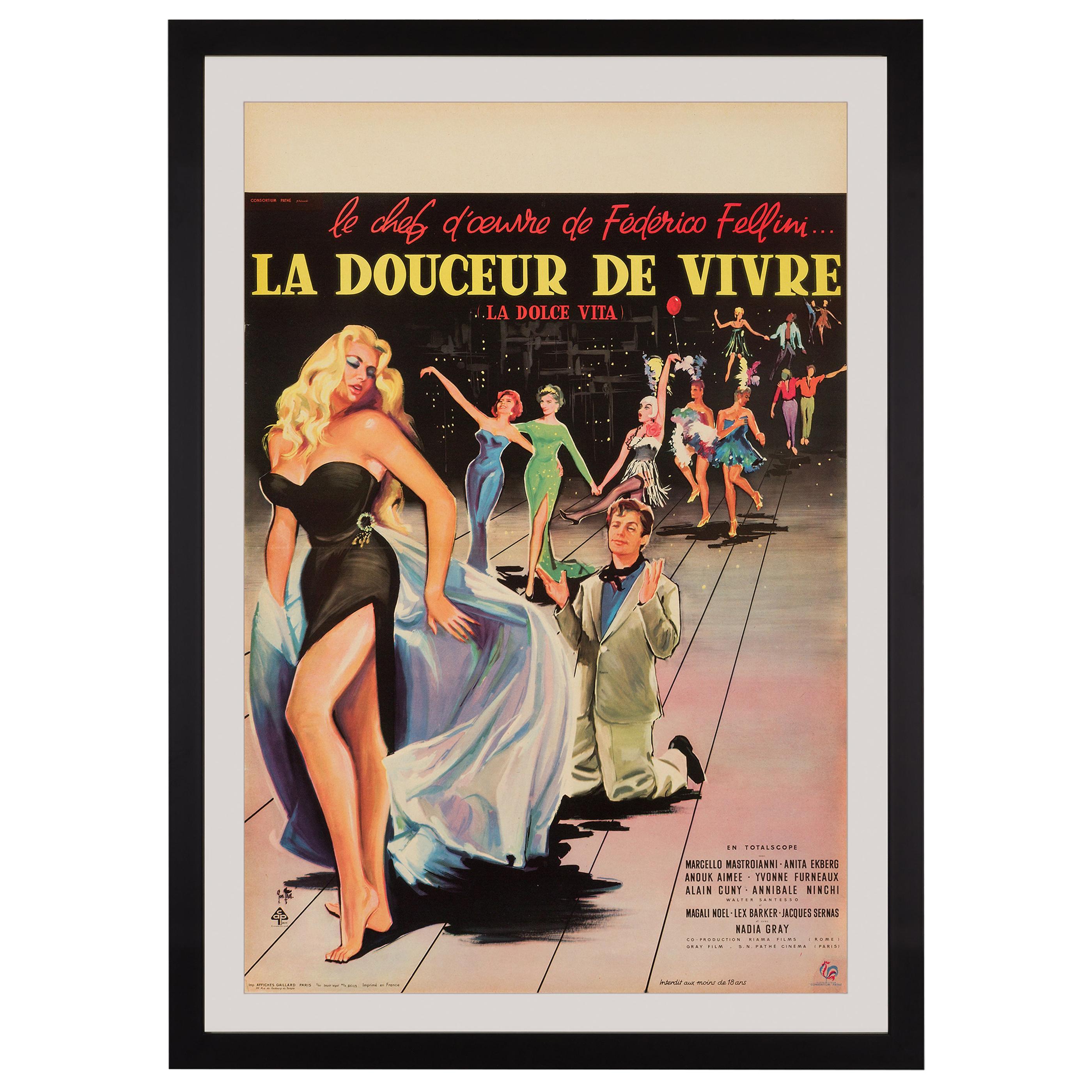 'La Dolce Vita' Original Vintage French Movie Poster by Yves Thos, 1960