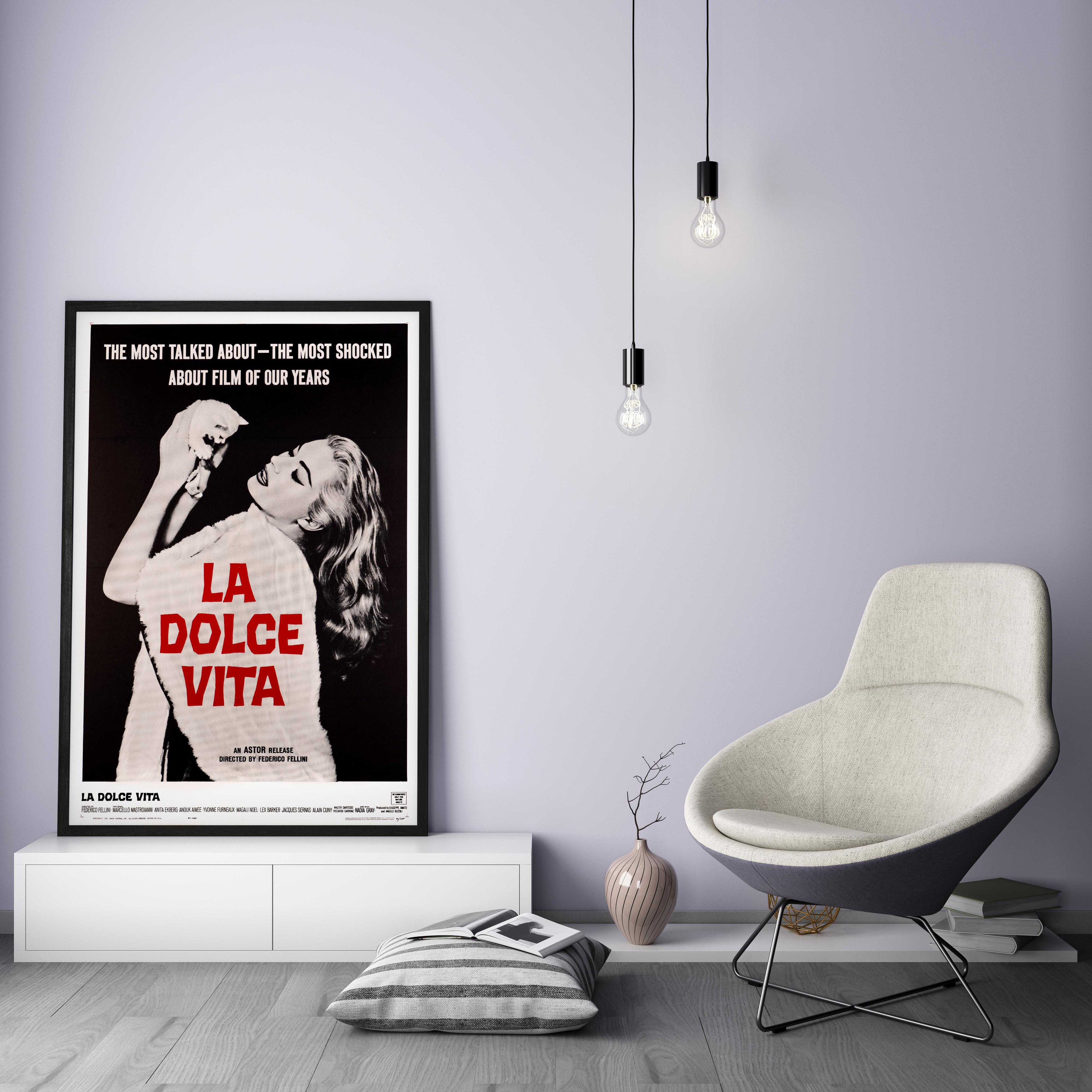 Mid-Century Modern 'La Dolce Vita' Original Vintage US One Sheet Movie Poster, 1961