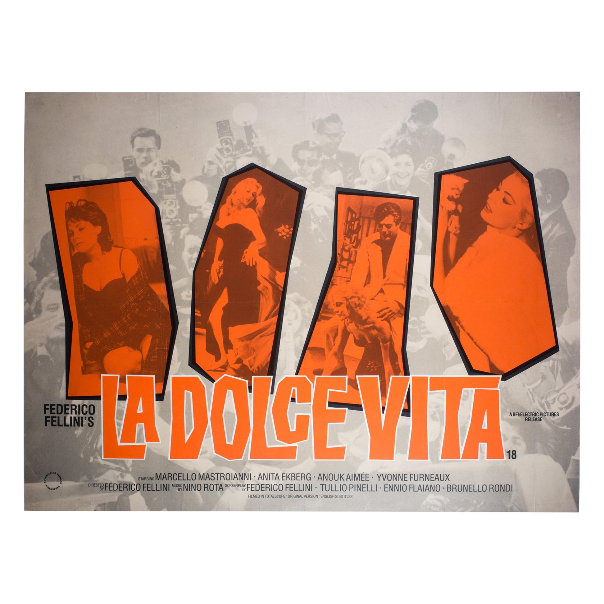 La Dolce Vita R1987 UK BFI Quad Film Poster