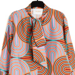 La Double J 2017 Top FR40 Colorful Silk Twill Ascot Ruffles Blouse UK12 US10