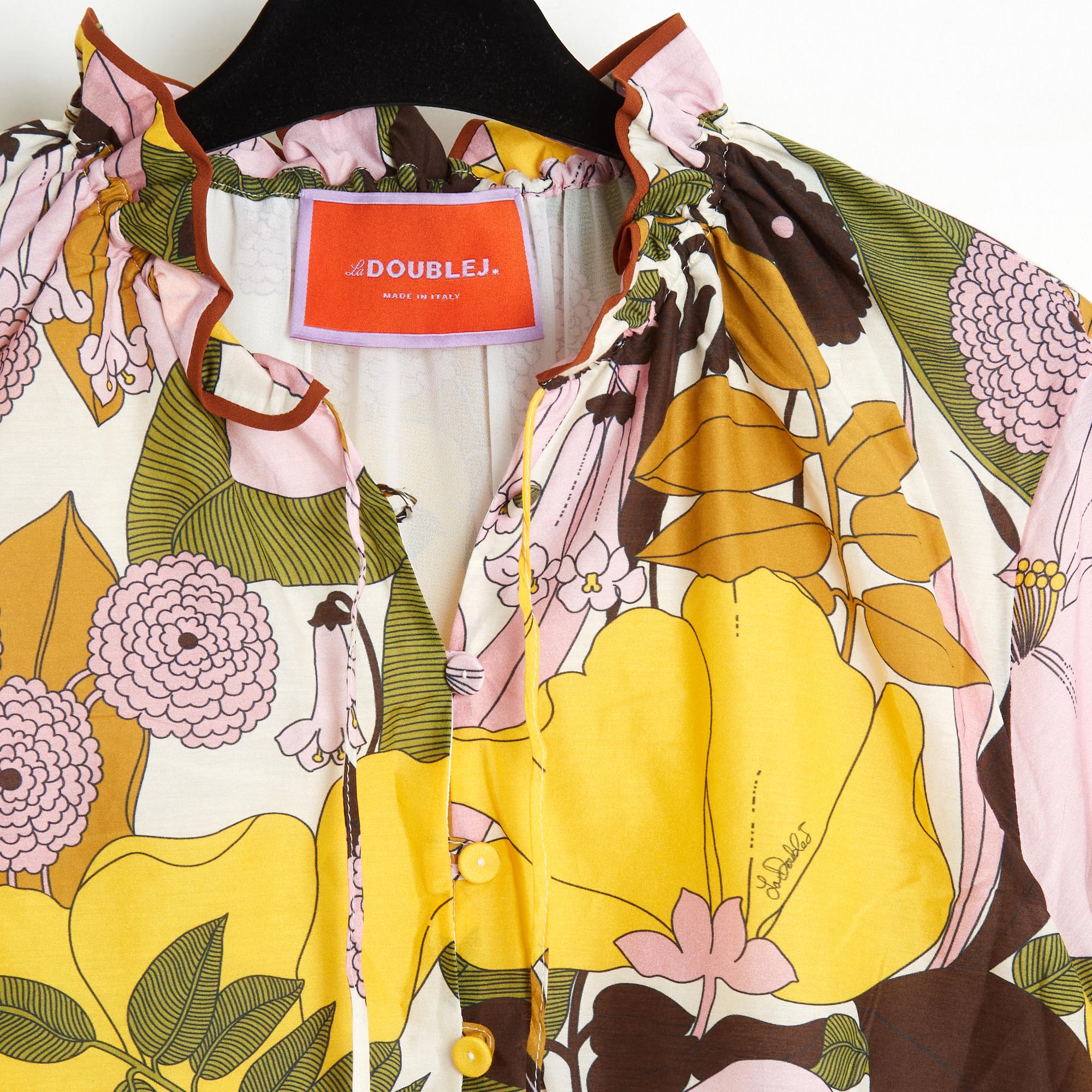 Robe longue La Double J 2023 XL FR42 à fleurs roses et jaunes GB14 US12 Pour femmes en vente