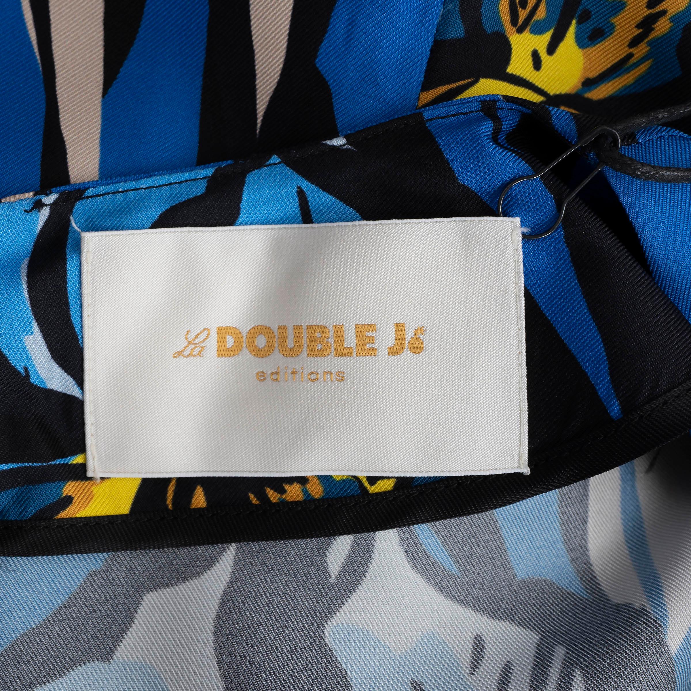 LA DOUBLE J blue silk CURLY SWING IRIS Dress M For Sale 1