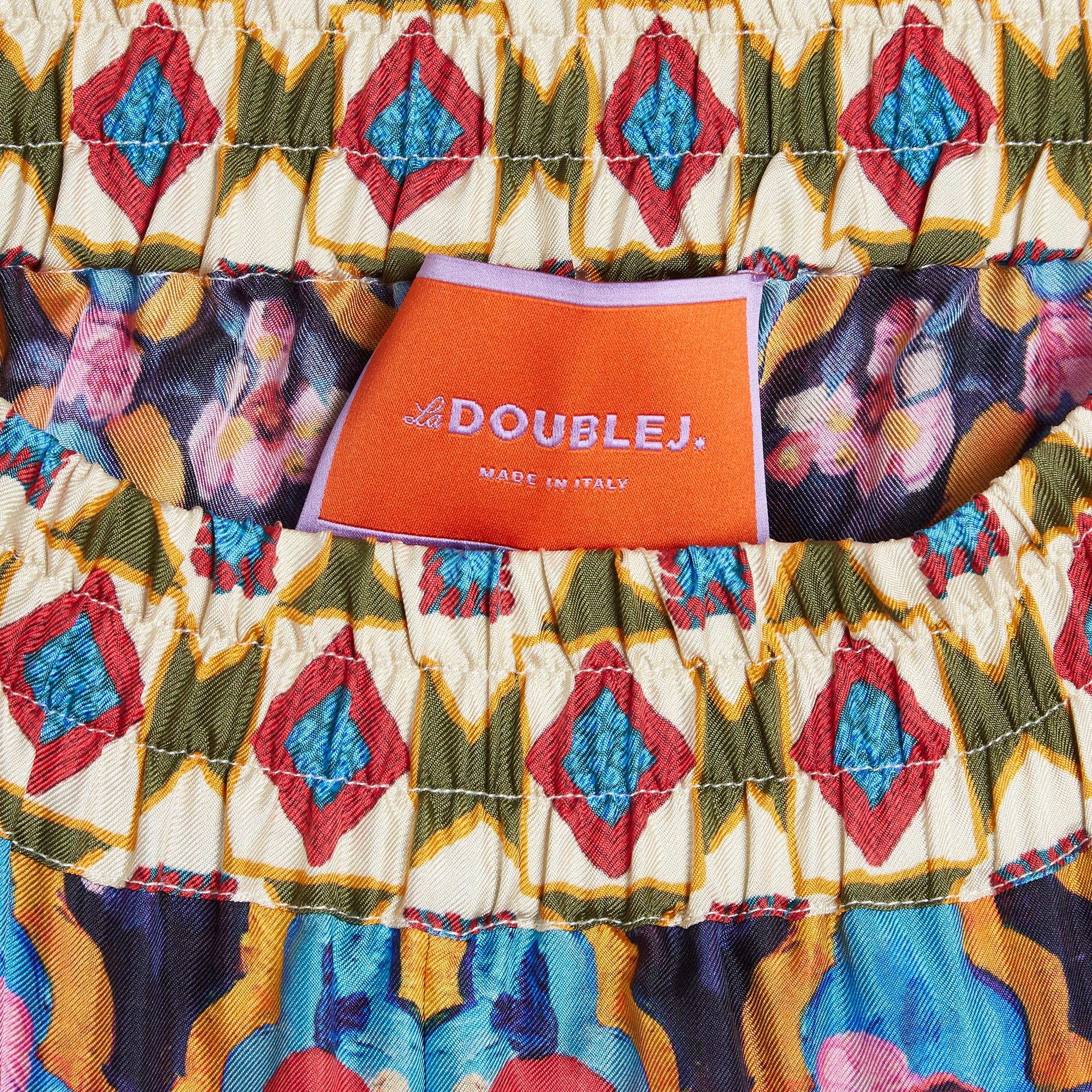La Double J Pantalon FR38 Palazzo extra large en sergé de soie géométrique taille S Unisexe en vente