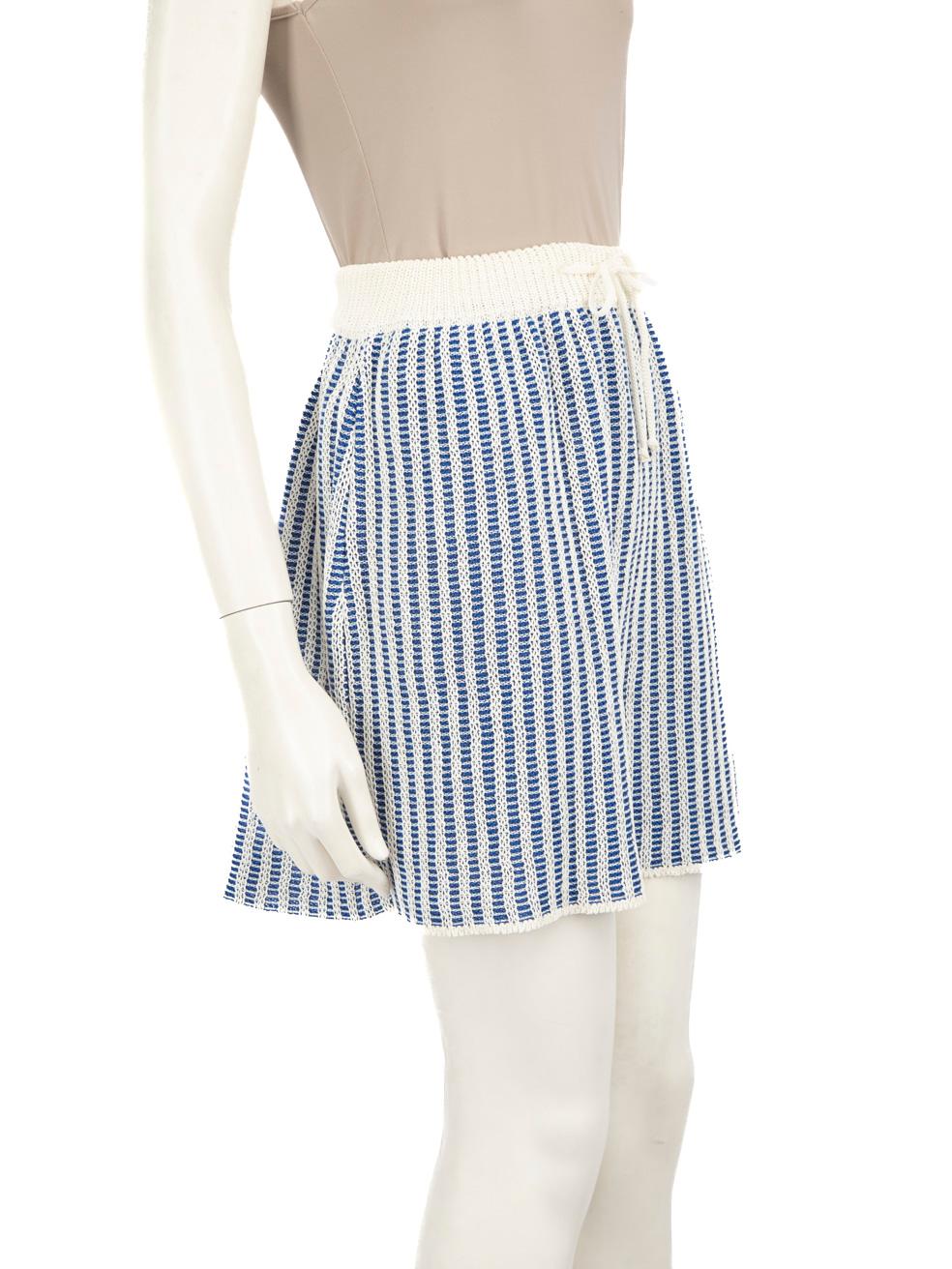 CONDITION is Never worn, with tags. No visible wear to skirt is evident on this new La DoubleJ designer resale item.
 
 
 
 Details
 
 
 Blue
 
 Cotton
 
 Knit skirt
 
 Striped pattern
 
 Elasticated drawstring waistband
 
 Mini
 
 
 
 
 
 Made in