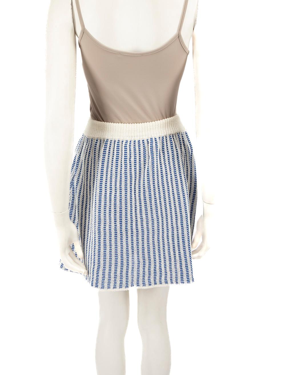 Gray La DoubleJ Blue Drawstring Ribbed Knit Skirt Size XS For Sale