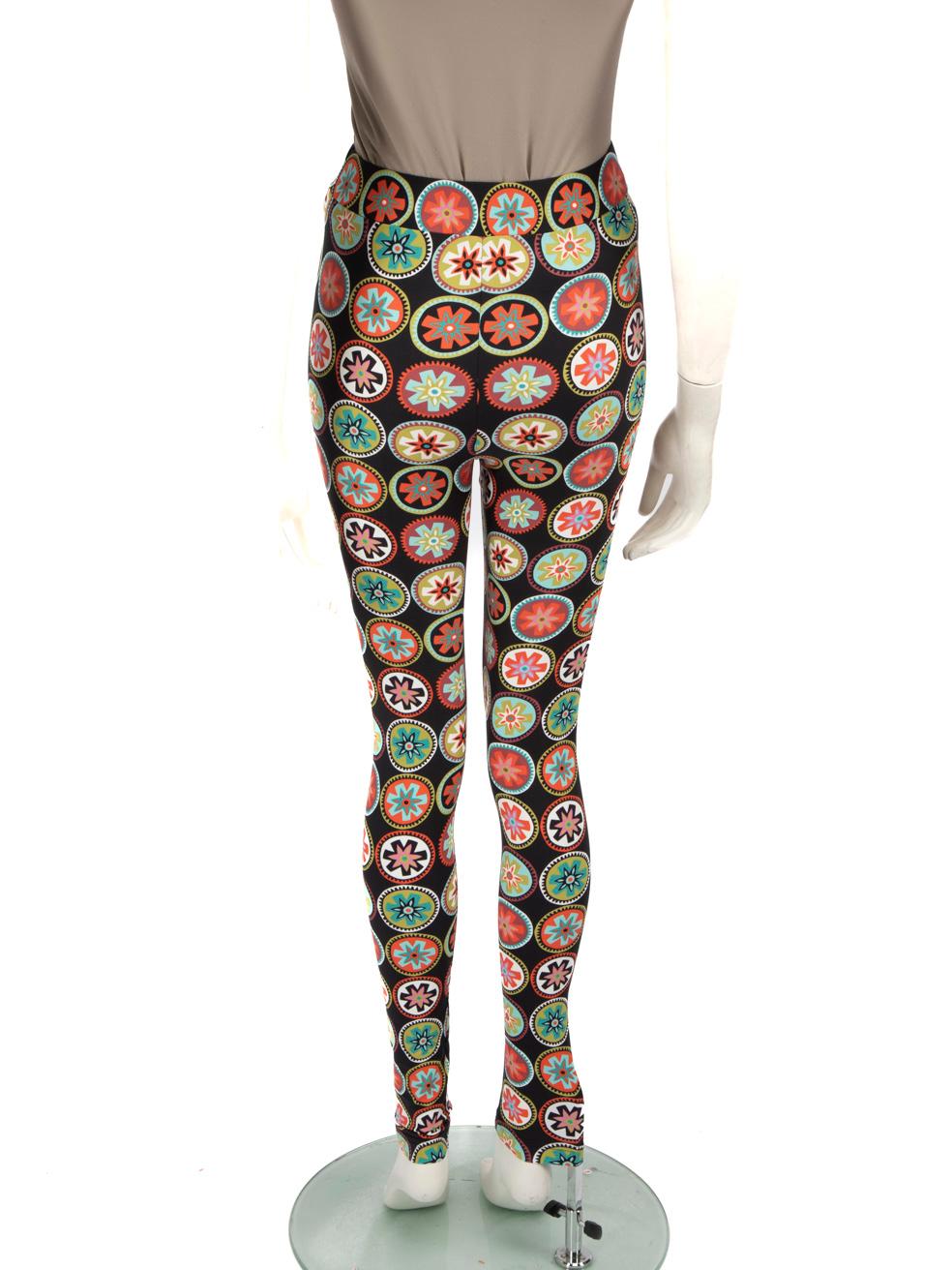 Brown La DoubleJ Floral Patterned Leggings Size XS For Sale