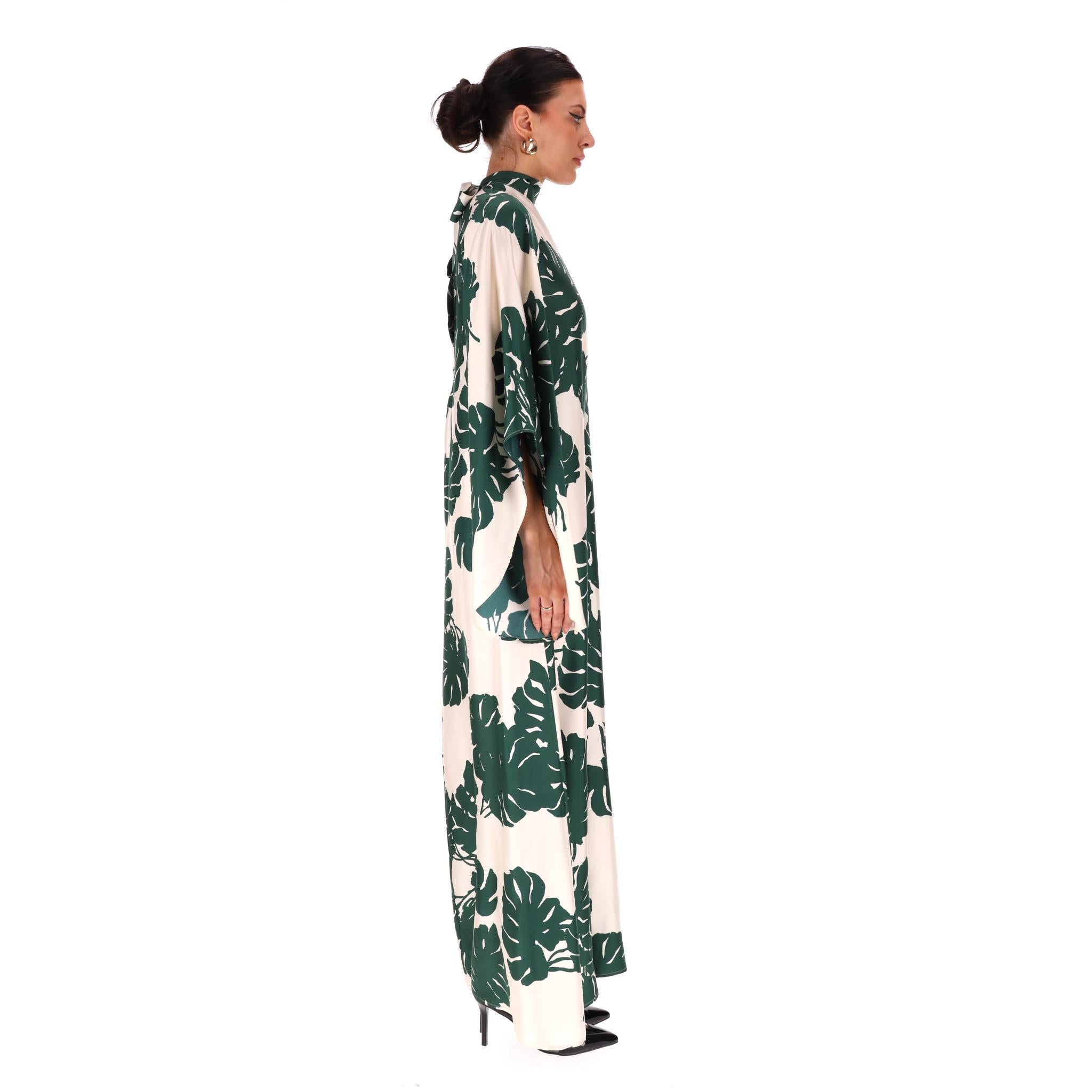 La DoubleJ Foliage Print Silk Maxi Dress Negro en venta