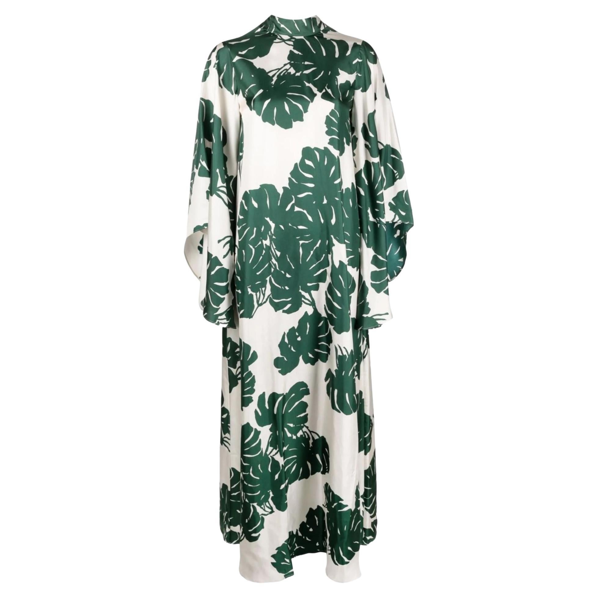 La DoubleJ Foliage Print Silk Maxi Dress en venta