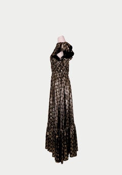 La DoubleJ Gold & Black Metallic Leopard Print Maxi Dress - S