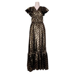 La DoubleJ Gold & Black Metallic Leopard Print Maxi Dress - S