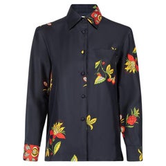 La DoubleJ Navy Silk Floral Print Shirt Size XS
