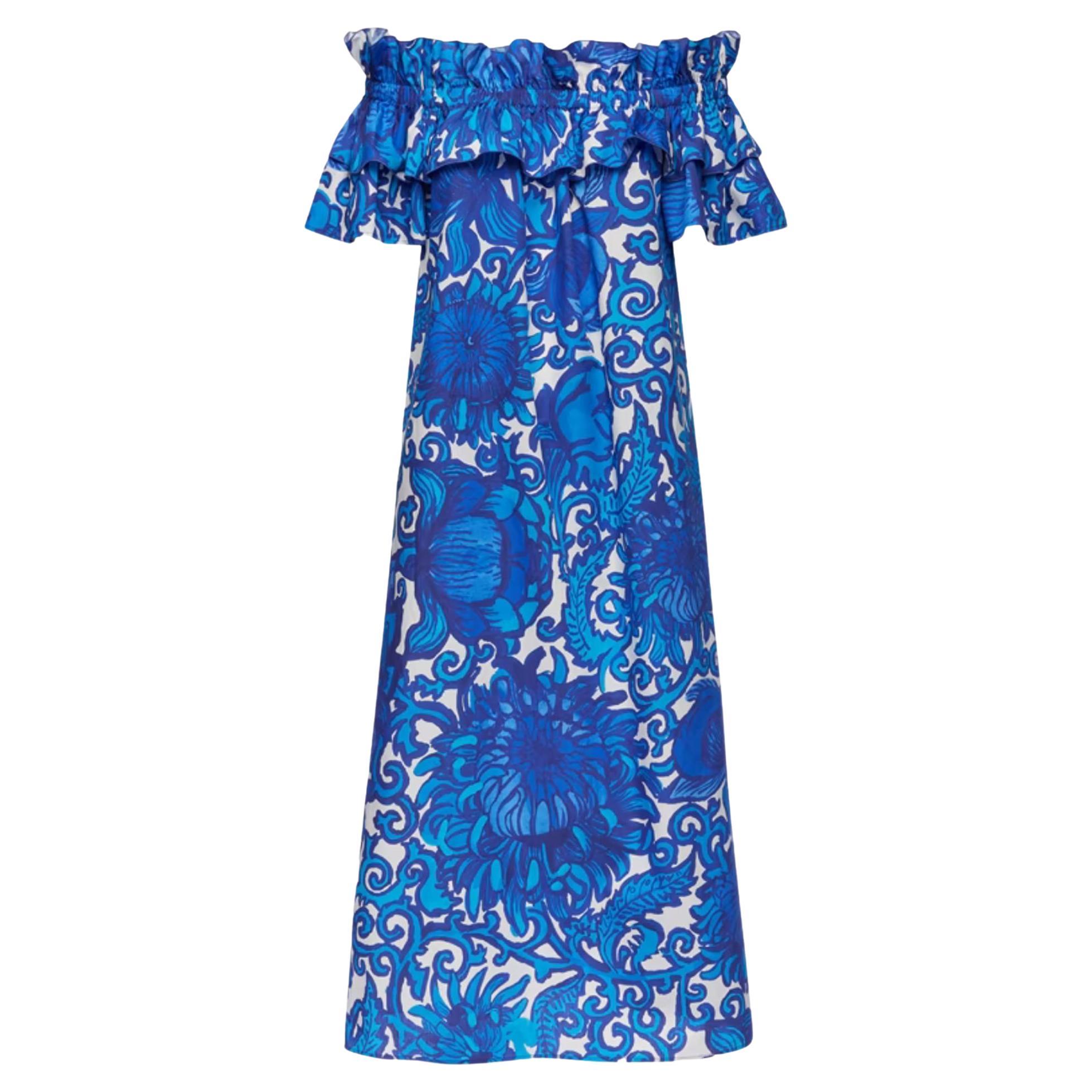 La DoubleJ Off-The-Shoulder Floral Cotton Dress For Sale