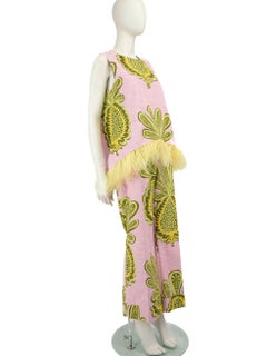 La DoubleJ Patterned Ostich Feather Trim Co-ord Size XL