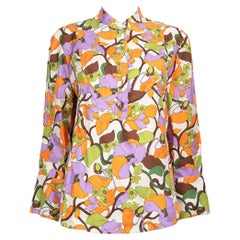 La DoubleJ Silk Floral Print Long Sleeve Blouse Size L