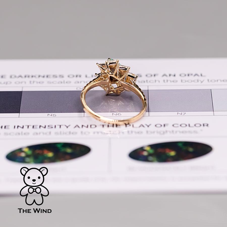 Artist La Estrella - 0.916 ct Halo Trillion Diamond Black Opal Engagement Ring 18K For Sale