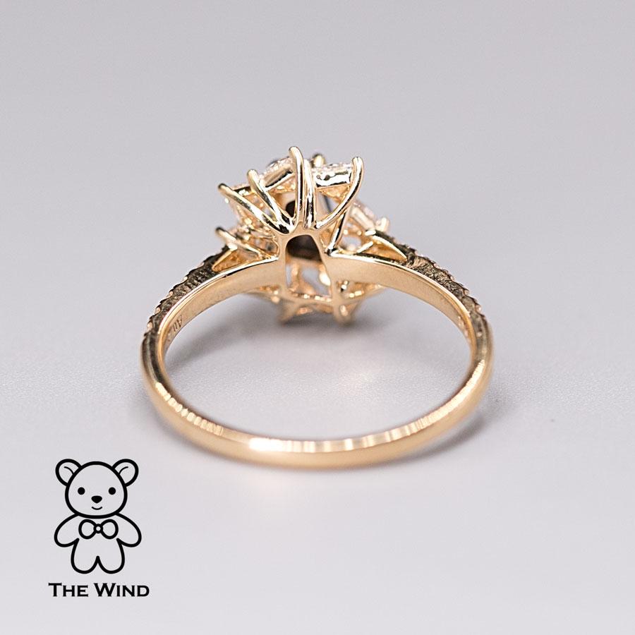 Arts and Crafts La Estrella - Australian Black Opal & Halo Trillion Diamond Engagement Ring 18K  For Sale
