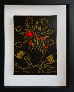 La Estrella. From The Ventura Series.  Embroidery thread on canvas. Framed