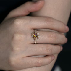 La Estrella - Halo Trillion Diamant Boulder Opal Verlobungsring 18K Gelbgold