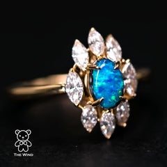 La Eternidad - N1 Australian Black Opal Marquise Diamond Engagement Ring 18K