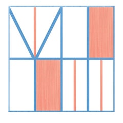 La Facciata Geometric Motif Coral and Blue Ceramic Tile
