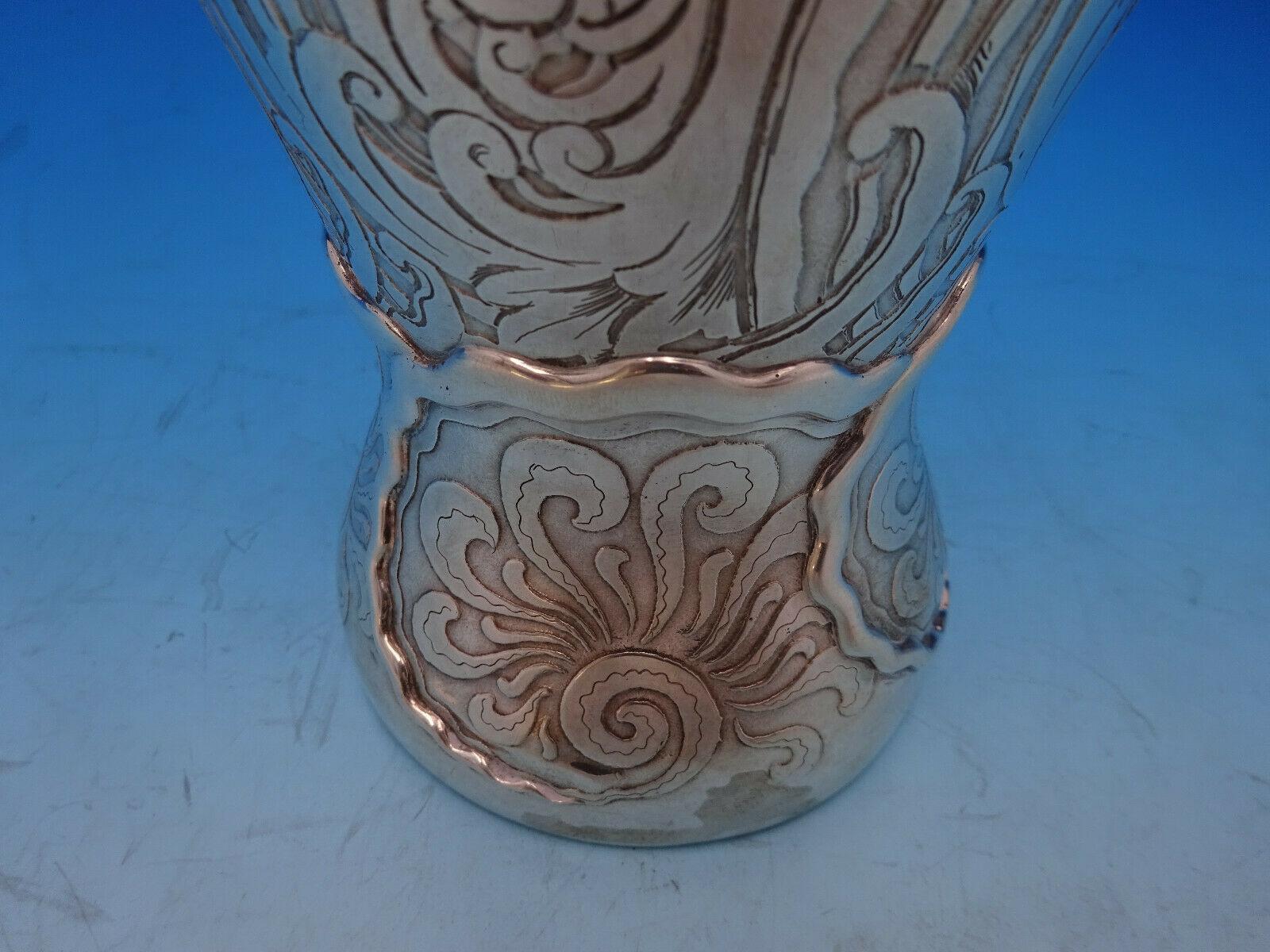 20th Century La Fantasy by Whiting Sterling Silver Tall Vase Acid Etched Figural Sea
