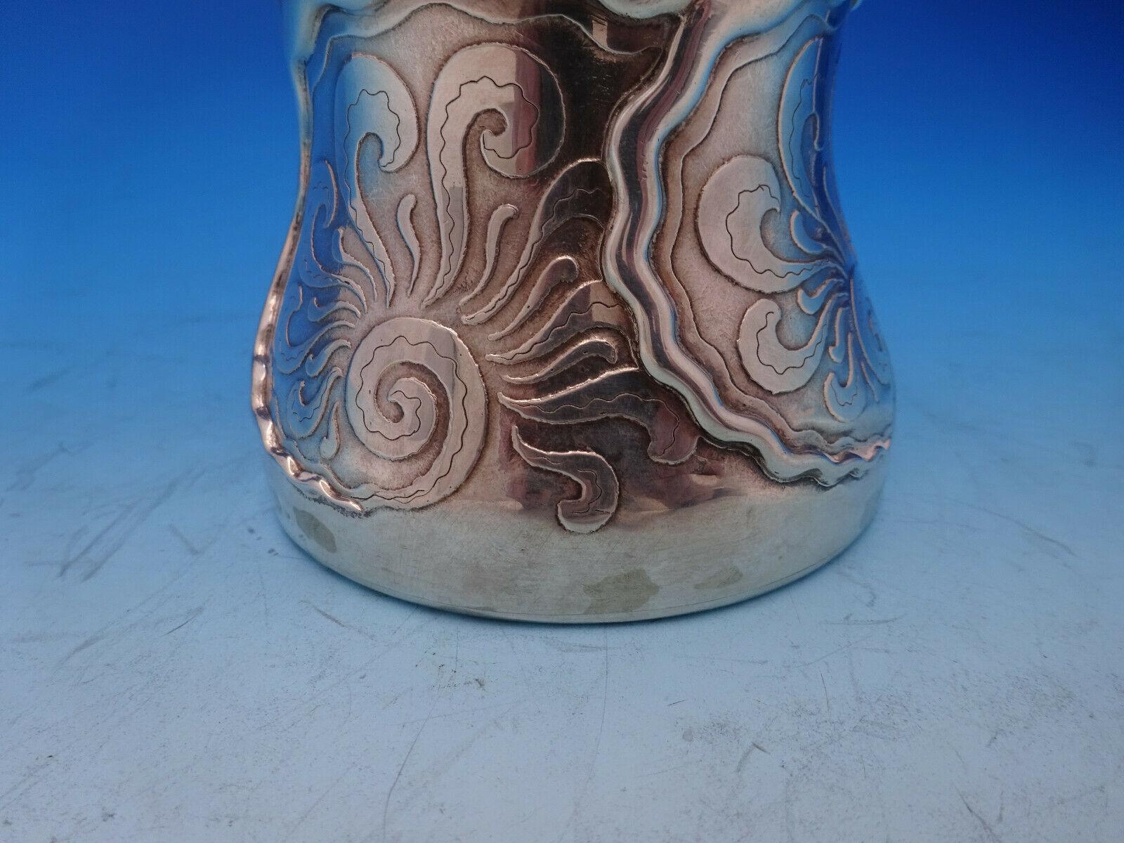 La Fantasy by Whiting Sterling Silver Tall Vase Acid Etched Figural Sea 1
