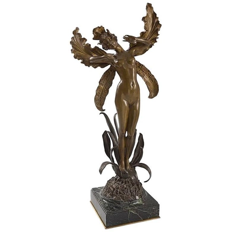 "La Fée" French Art Nouveau Bronze Sculpture by Louis Chalon For Sale