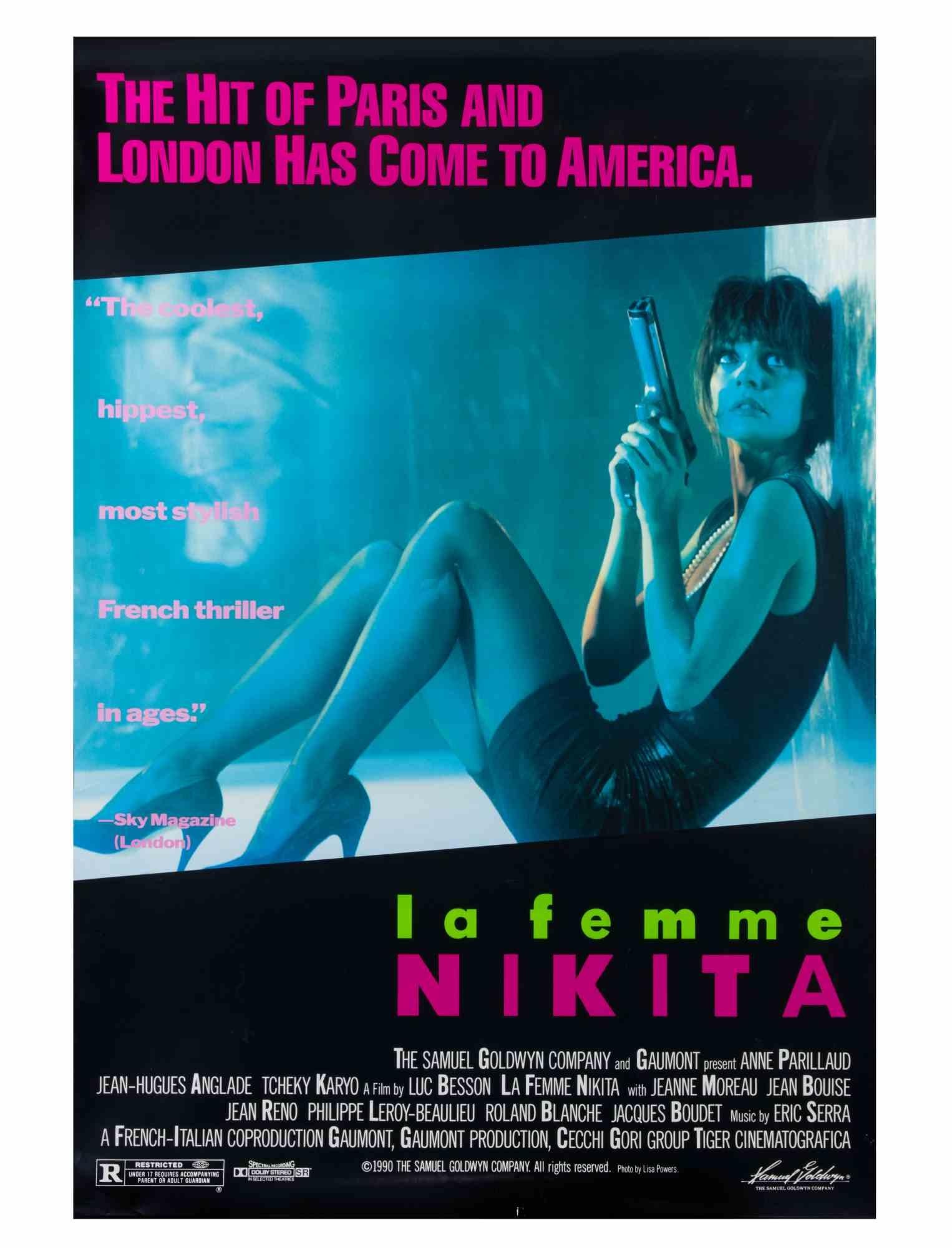 Vintage Poster.

U.S. One-Sheet (27 × 40 in.), Samuel Goldwyn Company.
Directed by Luc Besson, starring Anne Parillaud, Jean-Hugues Anglade, Tchéky Karyo, Jeanne Moreau, Jean Reno. Neon-styled imagery with Parillaud crouching with pistol,