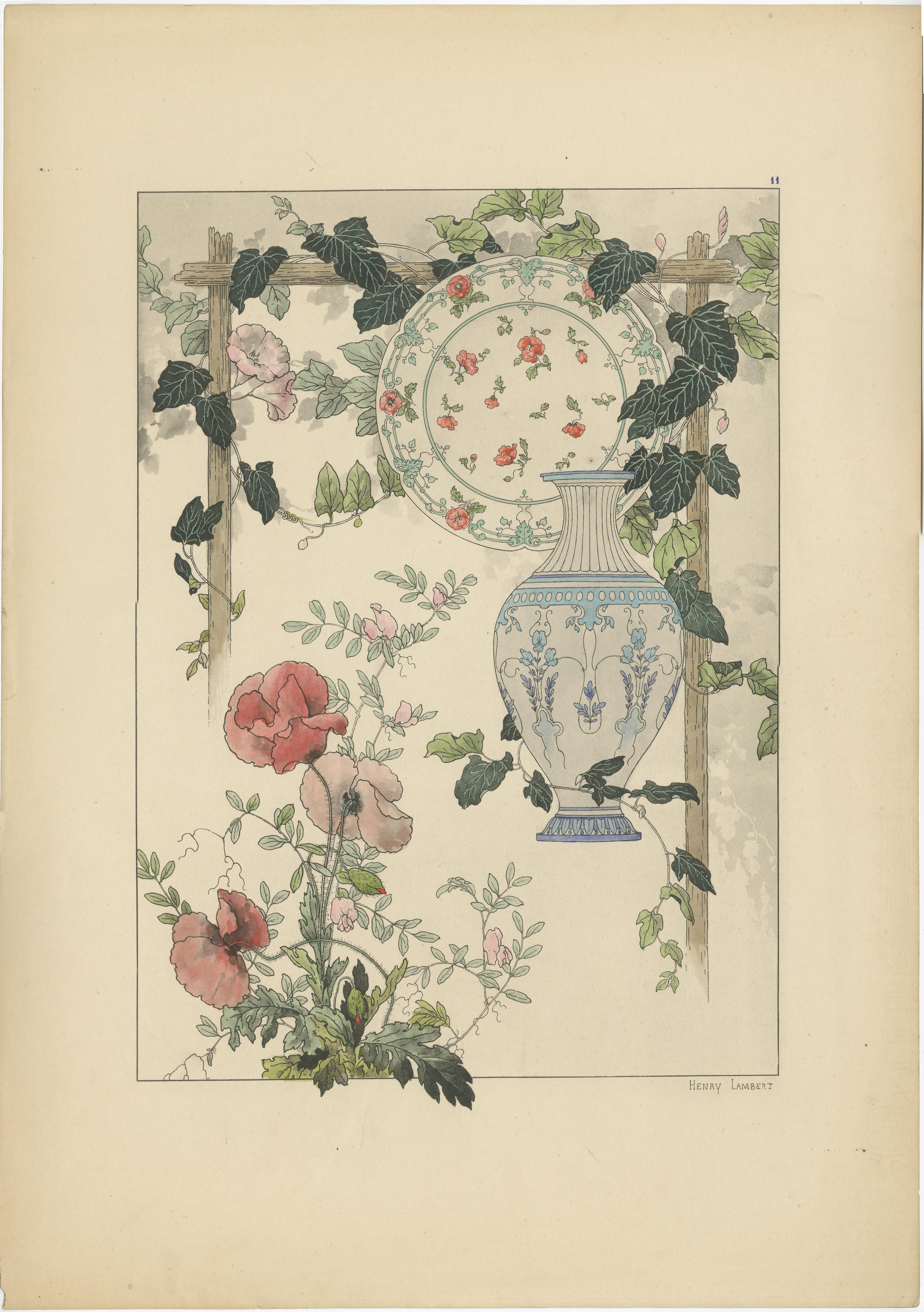 La Flore Décorative An Art Nouveau Tribute to Floral Elegance in 1896 In Good Condition For Sale In Langweer, NL