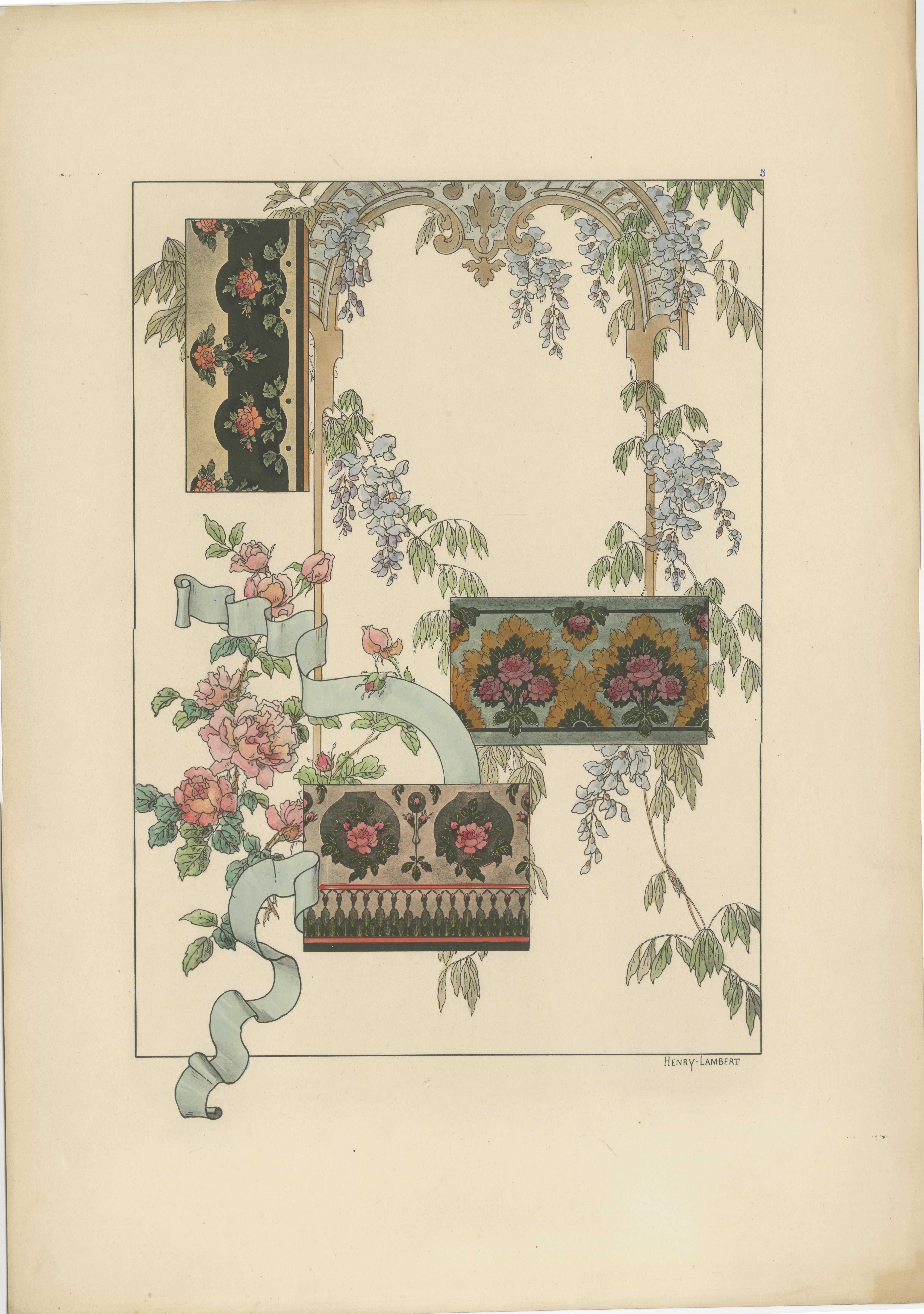 Late 19th Century La Flore Décorative The Art Nouveau Elegance of Floral Ornamentation in 1896 For Sale