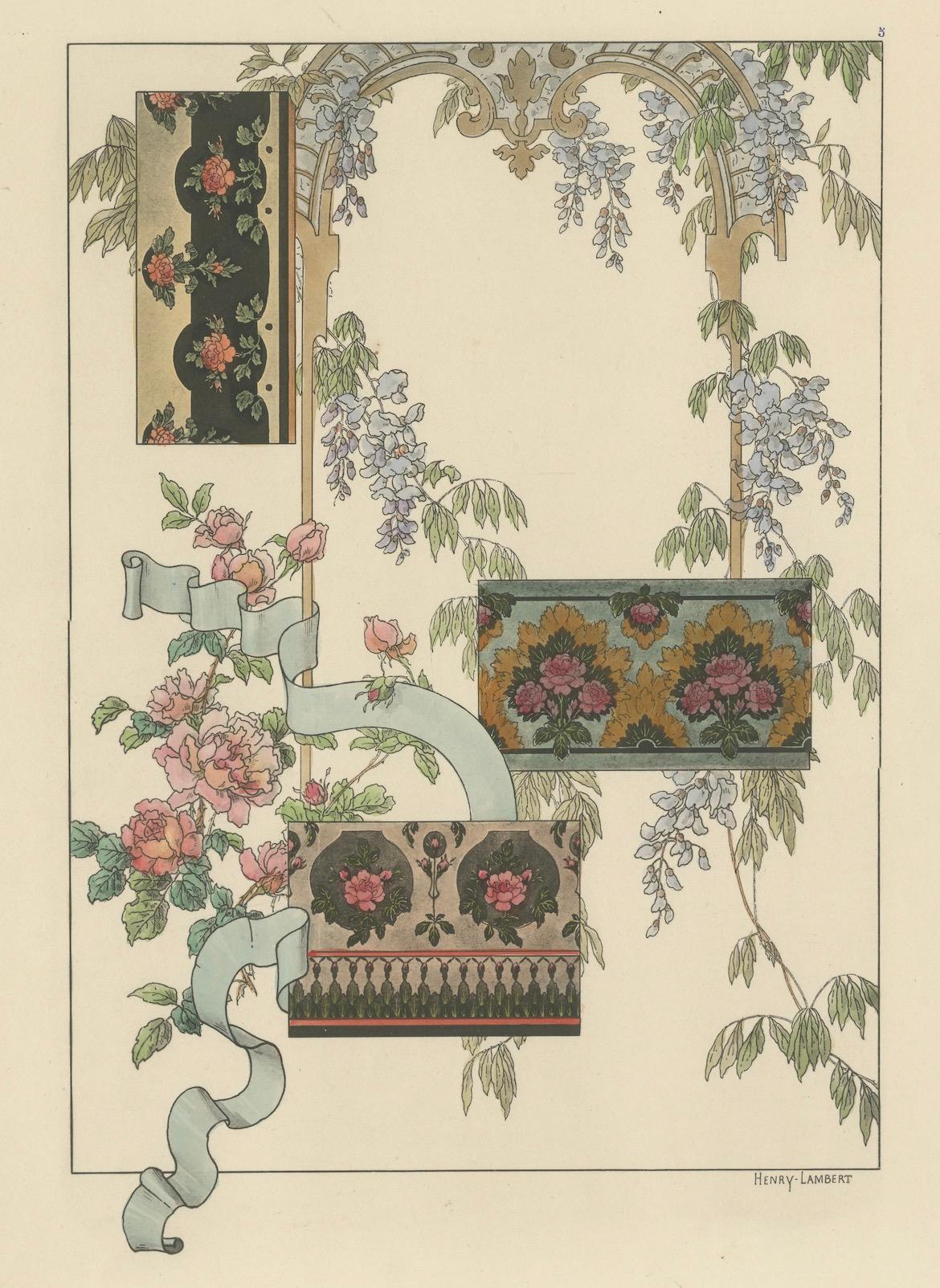 Paper La Flore Décorative The Art Nouveau Elegance of Floral Ornamentation in 1896 For Sale
