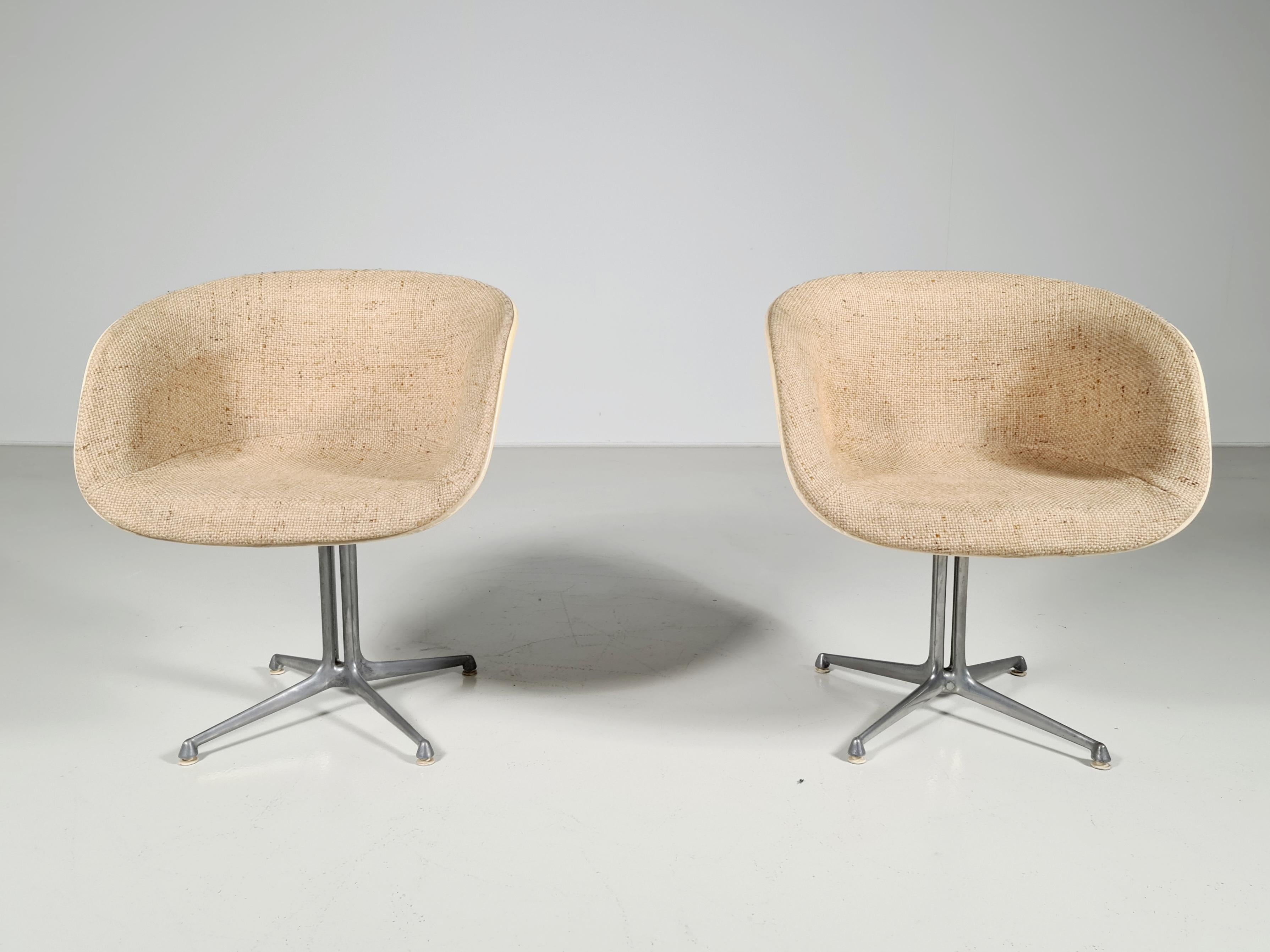 European La Fonda Chairs by Eames for Vitra, Original Fabric, Fiberglass, 1960s For Sale