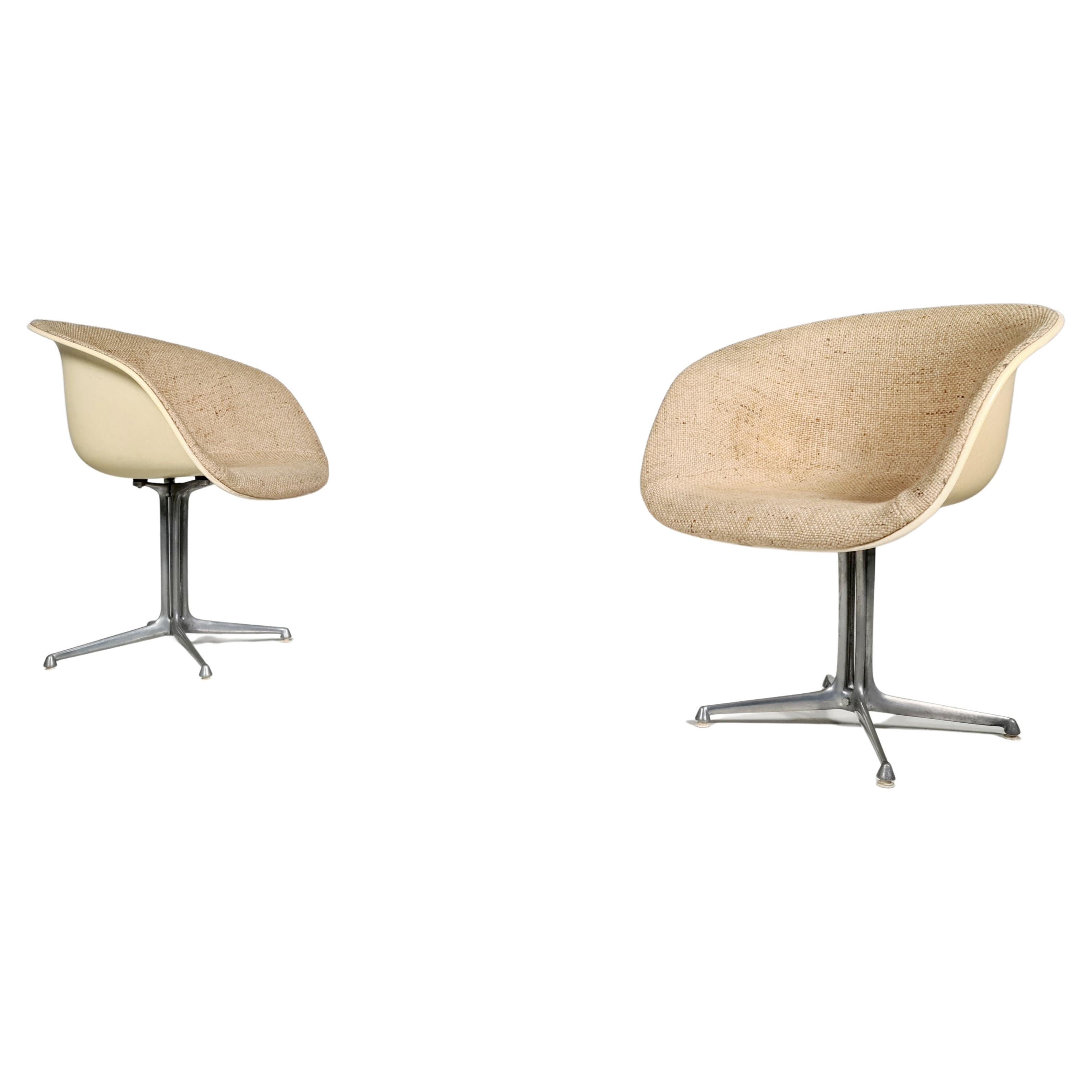 La Fonda Chairs by Eames for Vitra, Original Fabric, Fiberglass, 1960s