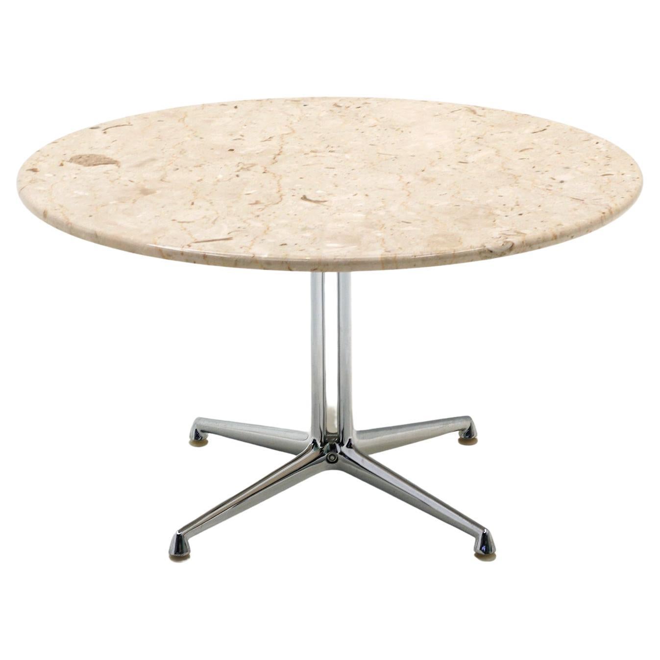 La Fonda Tables by Charles & Ray Eames, Travertine, Chrome, Signed For Sale