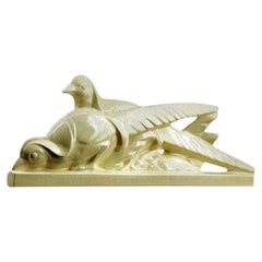 La Fontinelle French Art Deco Ceramic Couple of Pheasants, circa 1925